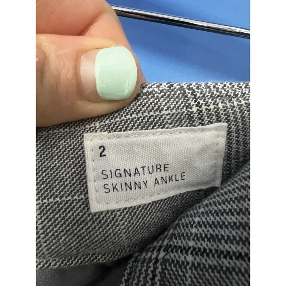 GAP Gray Plaid Slim Fit Womens Trousers With Pockets, WORK ATTIRE, WORK TROUSERS - Picture 7 of 10